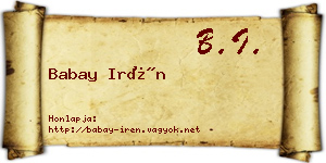Babay Irén névjegykártya
